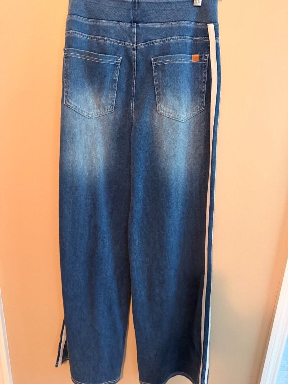Halara M Wide-Leg Denim Pants With Side Stripes - Halara M Regular Stretchy & Tr - Picture 7 of 9